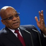 South African President Jacob Zuma speaks to media upon a meeting with German Chancellor Angela Merkel at the Chancellery in Berlin, Germany November 10, 2015. REUTERS/Stefanie Loos