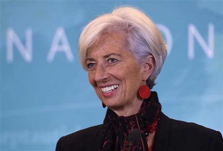 International Monetary Fund (IMF) Managing Director Christine Lagarde speaks during a news conference at the IMF in Washington, Monday, Nov. 30, 2015, to announce the Chinese yuan will join a basket of the world's leading currencies.  (AP Photo/Susan Walsh)