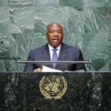 Gabon's President Ali Bongo Ondimba addresses attendees during the 70th session of the United Nations General Assembly at the U.N. headquarters in New York, September 28, 2015.  REUTERS/Eduardo Munoz