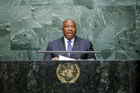 Gabon's President Ali Bongo Ondimba addresses attendees during the 70th session of the United Nations General Assembly at the U.N. headquarters in New York, September 28, 2015.  REUTERS/Eduardo Munoz