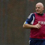 New FIFA President Gianni Infantino plays a friendly football match at FIFA headquarters in Zurich, Switzerland February 29, 2016. Infantino celebrated his first day in office by organising a soccer match for employees and guests. REUTERS/Arnd Wiegmann