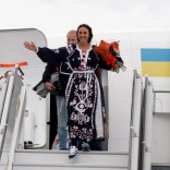 Crimean Tatar singer Susana Jamaladinova, known as Jamala, who won the Eurovision Song Contest, leaves a plane during a welcoming ceremony upon her arrival at Boryspil International Airport outside Kiev, Ukraine, May 15, 2016. REUTERS/Roman Baluk