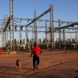 Security guards arrive with dogs for their shift at a power station outside Gaborone, Botswana, November 23, 2015. REUTERS/Siphiwe Sibeko