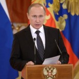 Russian President Vladimir Putin delivers a speech during an awarding ceremony for soldiers returning from Syria, at the Kremlin in Moscow, Russia, March 17, 2016. REUTERS/Alexei Nikolsky/Sputnik/Kremlin