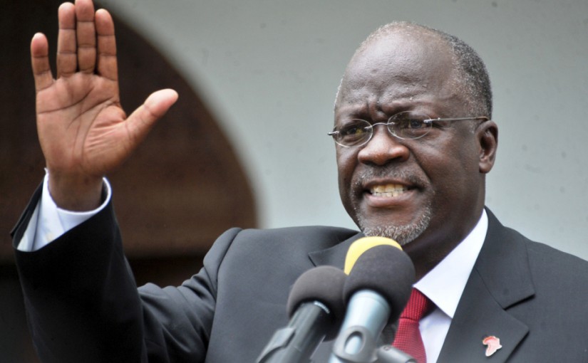 Tanzania's President elect John Pombe Magufuli addresses members of the ruling Chama Cha Mapinduzi Party (CCM) at the party's sub-head office on Lumumba road in Dar es Salaam, October 30, 2015. Tanzania's ruling party candidate, John Magufuli, was declared winner on Thursday of a presidential election, after the national electoral body dismissed opposition complaints about the process and a demand for a recount. The election has been the most hotly contested race in the more than half a century of rule by the Chama Cha Mapinduzi Party, which fielded Magufuli, 56, a minister for public works. REUTERS/Sadi Said - RTX1TYDQ