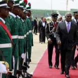 Sao Tome and Principe's President Manuel Pinto da Costa arrives at the airport in Abuja, Nigeria May 28, 2015. REUTERS/Afolabi Sotunde