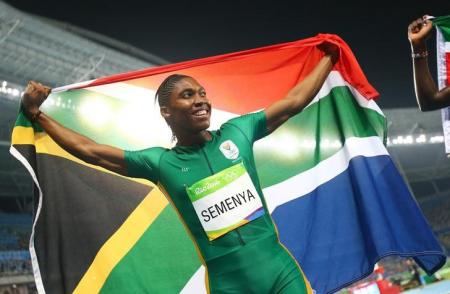 2016 Rio Olympics - Athletics - Final - Women's 800m Final - Olympic Stadium - Rio de Janeiro, Brazil - 20/08/2016. Caster Semenya (RSA) of South Africa celebrates winning the gold medal.   REUTERS/Dominic Ebenbichler