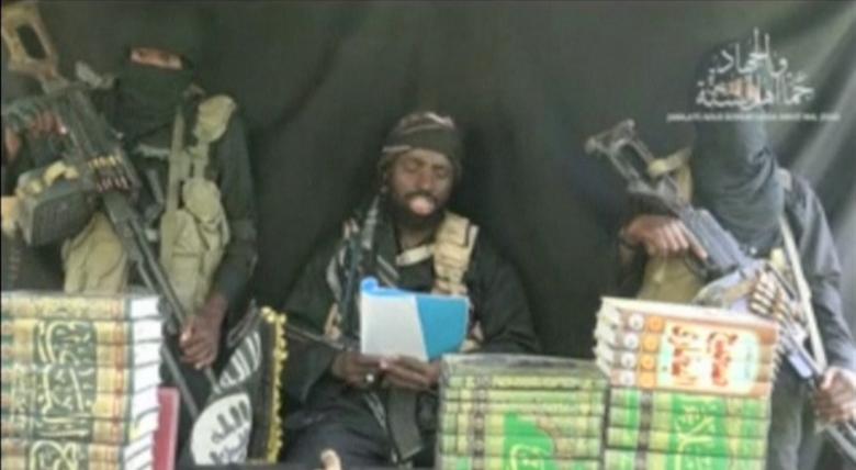 The purported leader of Nigerian Islamist militant group Boko Haram Abubakar Shekau appears at an unknown location in a still image taken from an undated video posted on social media on September 25, 2016. Social media/Handout via Reuters TV