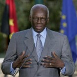 Angola's President Jose Eduardo dos Santos talks to journalists after a signature agreement ceremony held at Sao Bento Palace in Lisbon,  file.   REUTERS/Hugo Correia
