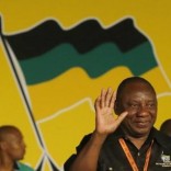 Cyril Ramaphosa (R) celebrates his election as party Deputy President at the National Conference of the ruling African National Congress (ANC) in Bloemfontein December 18, 2012.   REUTERS/Mike Hutchings