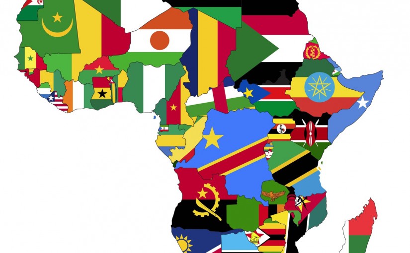 Highly Detailed Africa Map With Country Flags.