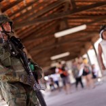 Marines patrol a polling station during municipal elections in Sao Luis, Brazil, October 2, 2016. REUTERS/Ueslei Marcelino