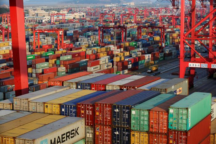 Container boxes are seen at the Yangshan Deep Water Port, part of the Shanghai Free Trade Zone, in Shanghai, China September 24, 2016.  REUTERS/Aly Song/File Photo