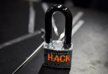 A padlock is displayed at the Alert Logic booth during the 2016 Black Hat cyber-security conference in Las Vegas, Nevada, U.S. August 3, 2016.  REUTERS/David Becker