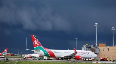 Kenya Airways planes are seen parked at the Jomo Kenyatta International airport near Kenya's capital Nairobi, April 28, 2016. REUTERS/Thomas Mukoya/File Photo