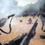 A student is seen during clashes with South African police at Johannesburg's University of the Witwatersrand, South Africa, October 4, 2016. REUTERS/Siphiwe Sibeko