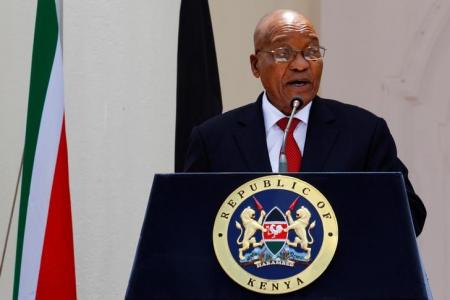 South African president Jacob Zuma addresses members of the media and the respective delegations during a joint news conference with his counterpart, Kenyan president Uhuru Kenyatta, in Nairobi, Kenya, October 11, 2016. REUTERS/Siegfried Modola