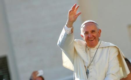 Pope Francis waves as he arrives to lead a special Jubilee audience in Saint Peter's square at the Vatican October 22, 2016. REUTERS/Tony Gentile