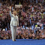 Democratic U.S. presidential nominee Hillary Clinton waves as she arrives to accept the nomination on the fourth and final night at the Democratic National Convention in Philadelphia, Pennsylvania, U.S. July 28, 2016.   REUTERS/Brian Snyder/File Photo