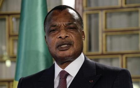 Congo's President Denis Sassou Nguesso speaks during a news conference after his meeting with Tunisia's President Beji Caid Essebsi at Carthage Palace in Tunis January 22, 2015.  REUTERS/Anis Mili