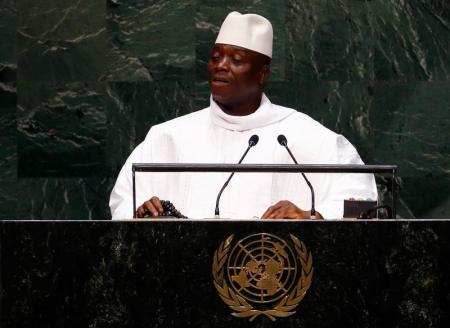Al Hadji Yahya Jammeh, President of the Republic of the Gambia, addresses the 69th United Nations General Assembly at the U.N. headquarters in New York September 25, 2014.            REUTERS/Lucas Jackson