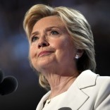 Jul 28, 2016; Philadelphia, PA, USA; Democratic Presidential nominee Hillary Clinton speaks on stage during the 2016 Democratic National Convention at Wells Fargo Center. Mandatory Credit: Jack Gruber-USA TODAY NETWORK