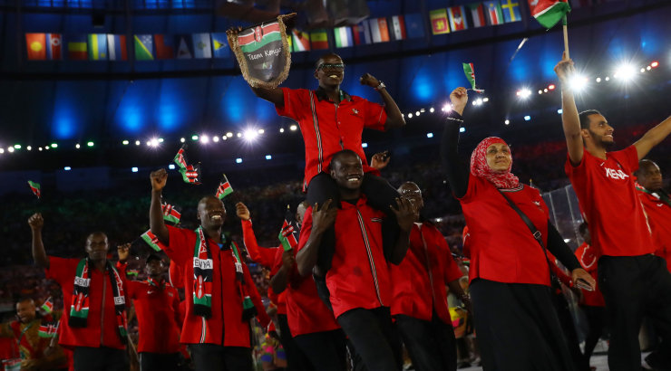 2016 Rio Olympics - Opening ceremony - Maracana - Rio de Janeiro, Brazil - 05/08/2016. Kenya's team arrives for the opening ceremony.  REUTERS/Kai Pfaffenbach  FOR EDITORIAL USE ONLY. NOT FOR SALE FOR MARKETING OR ADVERTISING CAMPAIGNS.