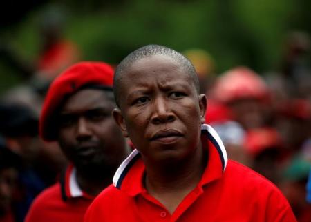 Economic Freedom Fighters (EFF) party leader Julius Malema arrives with supporters for a demonstration in Pretoria, South Africa, November 2, 2016. REUTERS/Mike Hutchings/File Photo