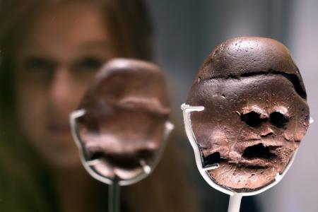 The Makapansgat pebble is seen on display as part of the exhibition "South Africa: the Art of a Nation", at the British Museum in London, Britain November 25, 2016.  REUTERS/Andrew Heavens