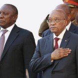 South Africa's Deputy President Cyril Ramaphosa and President Jacob Zuma stand during the playing of the national anthem at the opening of Parliament in Cape Town, in this February 11, 2016. REUTERS/Mike Hutchings