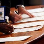 North Carolina's Electoral College representatives sign the Certificates of Vote after affirming their votes, all for U.S. President-elect Donald Trump, at a ceremony in the State Capitol building in Raleigh, North Carolina, U.S., December 19, 2016.     REUTERS/Jonathan Drake