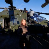 European Union foreign policy chief Federica Mogherini (C) talks to reporters during the Black Blade military exercise involving several European Union countries and organised by the European Defence Agency, at Florennes airbase, Belgium November 30, 2016.  REUTERS/Yves Herman