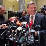 New Zealand Finance Minister and Deputy Prime Minister Bill English speaks to members of the media in Wellington, New Zealand, December 5, 2016 to announce he is considering running for the leadership of the ruling National Party after the surprise resignation of Prime Minister John Key.    REUTERS/Charlotte Greenfield