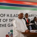 The swearing in ceremony at the inauguration of Gambia President Adama Barrow at the Gambian embassy in Dakar, Senegal January 19, 2017 is seen in this handout photo provided by Office of the Senegal Presidency. Picture taken January 19, 2017. REUTERS/Office of the Senegal Presidency/Handout