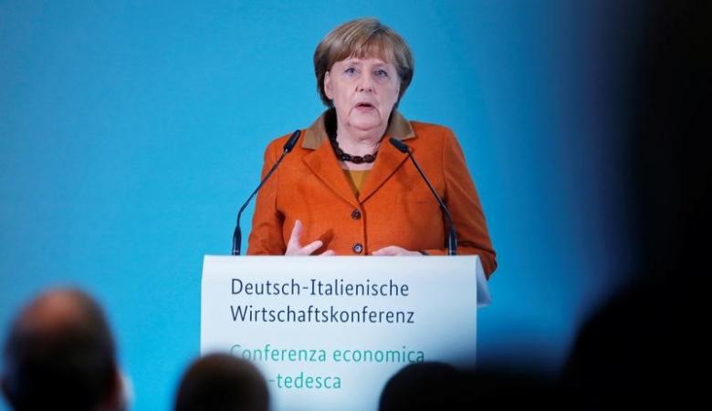 German Chancellor Angela Merkel delivers a speech at the German-Italian economic conference in Berlin, Germany, January 18, 2017. REUTERS/Hannibal Hanschke
