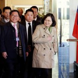Taiwan President Tsai Ing-wen exits at the Omni Houston Hotel during a "transit stop" enroute to Central America, in Houston, Texas, U.S., January 7, 2017.  REUTERS/James Nielsen