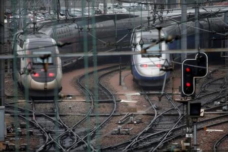 French TGV trains (high speed train) are parked at a SNCF depot station in Charenton-le-Pont near Paris, France, May 31, 2016.   REUTERS/Charles Platiau