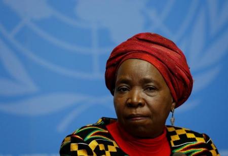 Nkosazana Clarice Dlamini-Zuma, African Union Commission Chairperson and former South African Minister of Health, Minister of Foreign Affairs, and Minister of Home Affairs attends a news conference at the European headquarters of the United Nations in Geneva, Switzerland, May 24, 2016.  REUTERS/Denis Balibouse