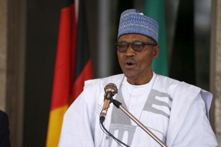 Nigerian President Muhammadu Buhari speaks during German President Joachim Gauck's visit to the State House in Abuja, Nigeria February 11, 2016. REUTERS/Afolabi Sotunde/File Photo
