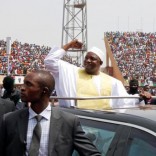 FILE PHOTO: Gambian President Adama Barrow arrives for the swearing-in ceremony and the Gambia's Independence Day at the Independence Stadium, in Bakau, Gambia February 18, 2017. REUTERS/Thierry Gouegnon/File Photo