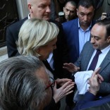 Marine Le Pen, French National Front (FN) political party leader and candidate for French 2017 presidential election, rejects a headscarf for her meeting Lebanon's Grand Mufti Sheikh Abed el-Lateef Daryan in Beirut, Lebanon February 21, 2017. REUTERS/Aziz Taher