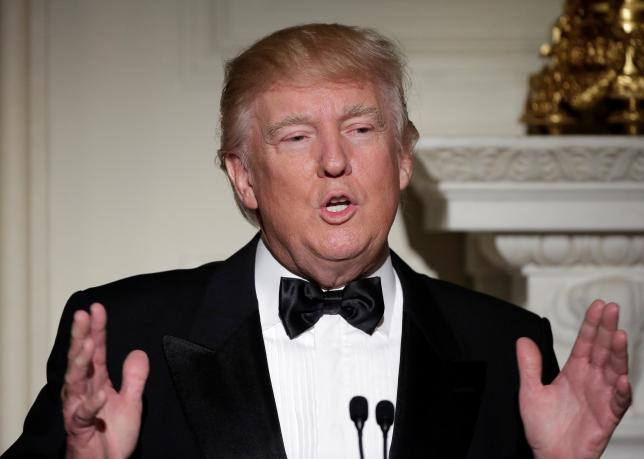 U.S. President Donald Trump speaks during the Governor's Dinner in the State Dining Room at the White House in Washington, U.S., February 26, 2017.   REUTERS/Joshua Roberts