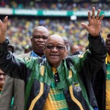 South African President Jacob Zuma greets supporters at a rally to commemorate the 105th birthday of his ruling African National Congress (ANC), in Soweto, South Africa January 8, 2017. REUTERS/James Oatway