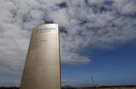 The logo of state power utility Eskom  is seen outside Cape Town's Koeberg nuclear power plant. 
REUTERS/Mike Hutchings