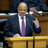 FILE PHOTO: Finance Minister Pravin Gordhan delivers his 2017 Budget Speech to Parliament in Cape Town, South Africa, February 22, 2017. REUTERS/Mike Hutchings/File Photo