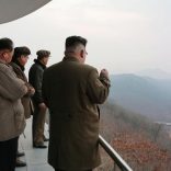 North Korean leader Kim Jong Un watched the ground jet test of a Korean-style high-thrust engine newly developed by the Academy of the National Defence Science in this undated picture provided by KCNA in Pyongyang on March 19, 2017. KCNA/via Reuters