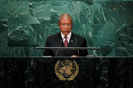 Prime Minister Pakalitha Mosisili of Lesotho addresses the United Nations General Assembly in the Manhattan borough of New York, U.S., September 23, 2016.  REUTERS/Eduardo Munoz