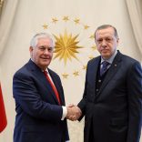 Turkish President Tayyip Erdogan meets with U.S. Secretary of State Rex Tillerson in Ankara, Turkey March 30, 2017. Yasin Bulbul/Presidential Palace/Handout via REUTERS
