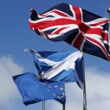 The Union flag,The Scottish Saltire and The European flag fly at the Scottish Parliament in Edinburgh Scotland, Britain March 21, 2017. REUTERS/Russell Cheyne