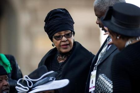 Winnie Madikizela Mandela,ex-wife of former South African president Nelson Mandela, attends the inauguration ceremony of South African President Jacob Zuma at the Union Buildings in Pretoria, South Africa, May 24, 2014. REUTERS/Mujahid Safodien/Pool/File Photo